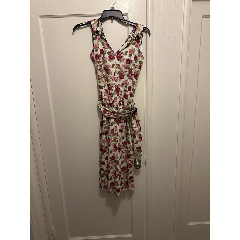 Dick & Jayne Dress Floral S Roses Midi Cotton Cottage Core Picnic Valentines‎